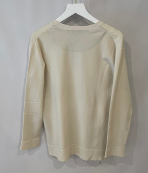 Louis Vuitton Cream Wool V-Neck Jumper with Silver Zip Details Size S (UK 8)