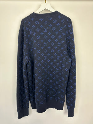 Louis Vuitton Menswear Navy Monogram Long Sleeve Jumper Size FR 54 (UK 44)