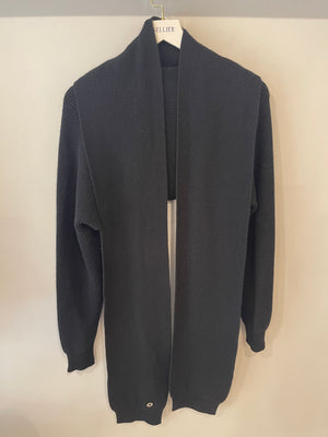 Hermès Black Cashmere Cropped Cardigan with Integrated Scarf Size FR 38 (UK 10)