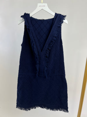 *FIRE PRICE* Chanel Navy Sleeveless Towel Beach Dress with Hood Size FR 36 (UK 8)