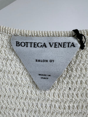 Bottega Cream Open-Knit Cotton Blend Mini Dress Size L (UK 14)