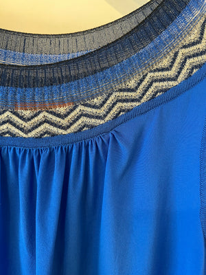 Missoni Electric Blue Silk Top with Collar Details Size IT 38 (UK 6)