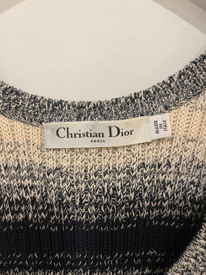 Christian Dior Black and Cream Striped Knit Tank Top Size FR 36 (UK 8)