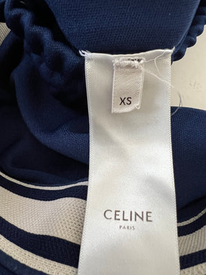 Celine Blue Two-Piece Tracksuit Set with Logo and Stripe Trim Size XS/S (UK 6/8)