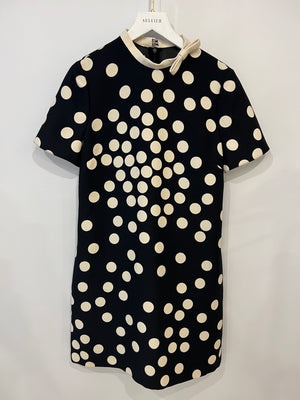 Valentino Black and White Silk Polka Dot Short-Sleeve Mini Dress with Collar Detail Size IT 40 (UK 8) RRP £2,500