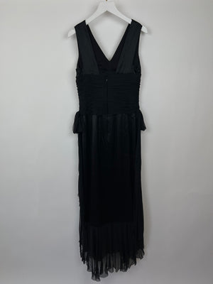 Chanel Black 06A V-Neck Silk and Chiffon Maxi Dres with Ruching Size FR 38 (UK 10)