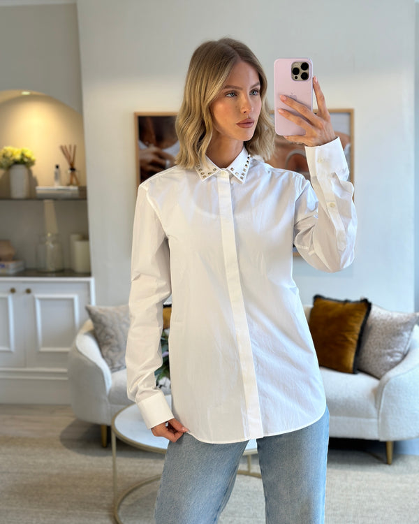 Valentino White 05. Rockstud Button Down Shirt IT 38 (UK 6)