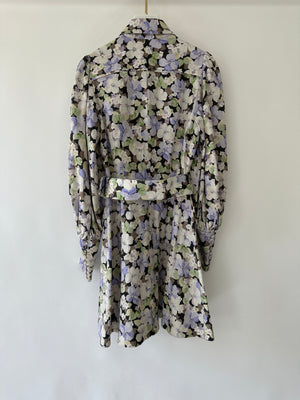 Zimmermann Purple Floral Long Sleeve Midi Dress with Belt Detail Size 0 (UK 6)