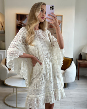 Valentino White Macrame Lace Poncho Dress Size IT 38 (UK 6)