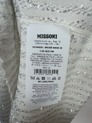 Missoni White Knit Sleeveless Mini Dress with Sequin Details IT 40 (UK 8)