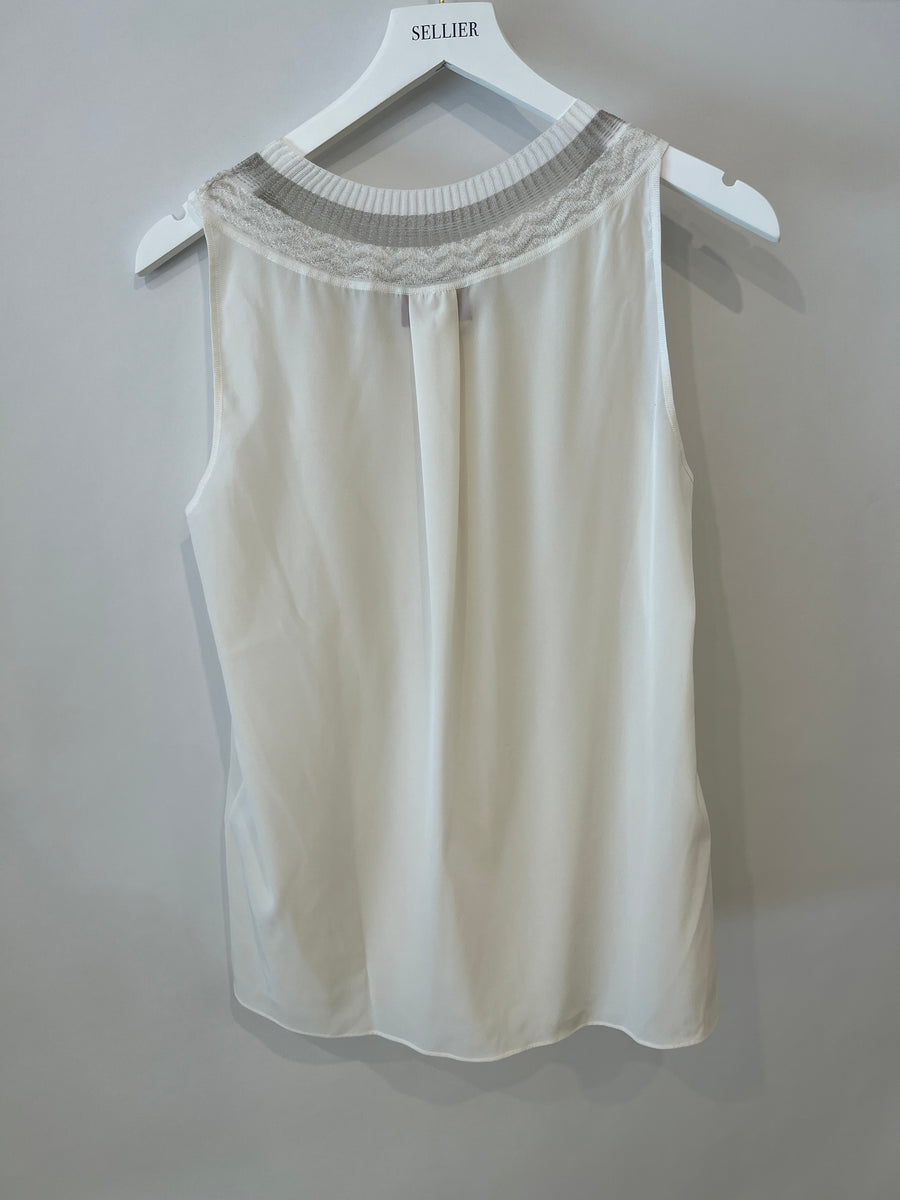 Missoni Cream Silk Top with Collar Details Size IT 40 (UK 8)