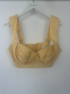 Zimmermann Yellow Linen Corset Crop Top Detail Size 0 (UK 8)