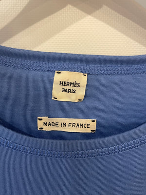 Hermès Blue T-Shirt with Logo Detail Size FR 38 (UK 10)