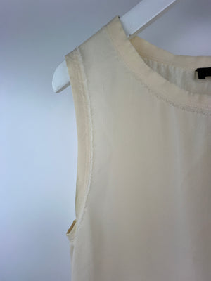 Joseph Silk Cream Vest Top With Frayed Detail Size 42 (UK 14)