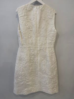 Fendi Pearl White Textured Sleeveless Dress with Mink Fur Detailing Size IT 42 (UK 10)