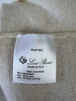 Loro Piana Cashmere Cream V-Neck Long-Sleeve Cardigan IT 48 (UK 16)