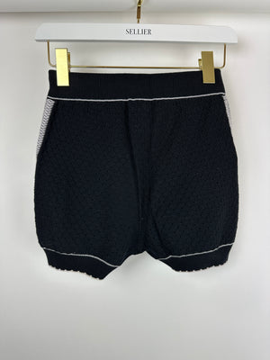 Chanel Black and White Crochet Knit High-Waist Short with CC Logo Detail Size FR 36 (UK 8)