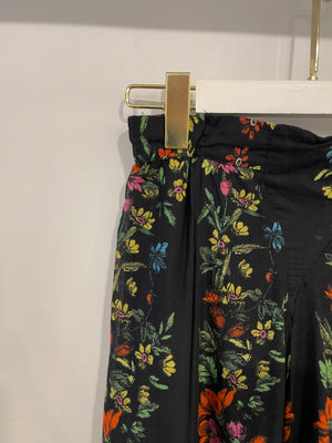 Charo Ruiz Black Blouse and Skirt Set with Colourful Floral Detail Size XS (UK 6)