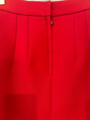 Dolce 
Gabbana Red Wool Mini Skirt with Black and Gold Logo Buttons Size IT 38 (UK 6)