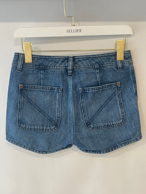 Chanel Blue Denim Mini Shorts with CC Logo Buttons Size FR 34 (UK 6)