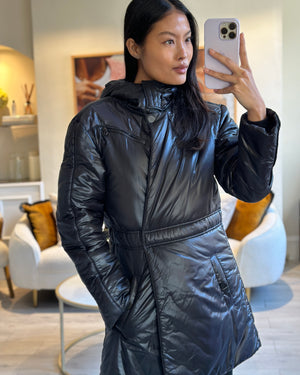 Chanel Black Down Coat with Velcro Closure Detail FR 36 (UK 8)