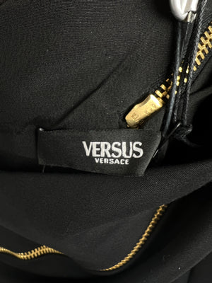 Versus Versace Black One Shoulder Sleeveless Mini Dress with Gold Zip Detail Size IT 38 (UK 6)