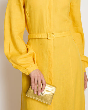 Gabriela Hearst Yellow Linen Long Dress with Belt Detail Size IT 42 (UK 10)