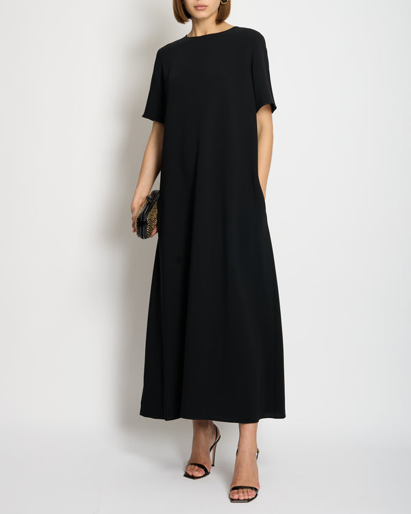 The Row Black Round-Neck Maxi Dress with Size IT 42/44 (UK M)