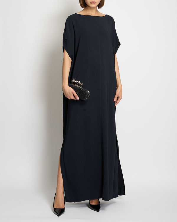 The Row Navy Round-Neck Maxi Dress with Split Detail Size L (UK 12/14)