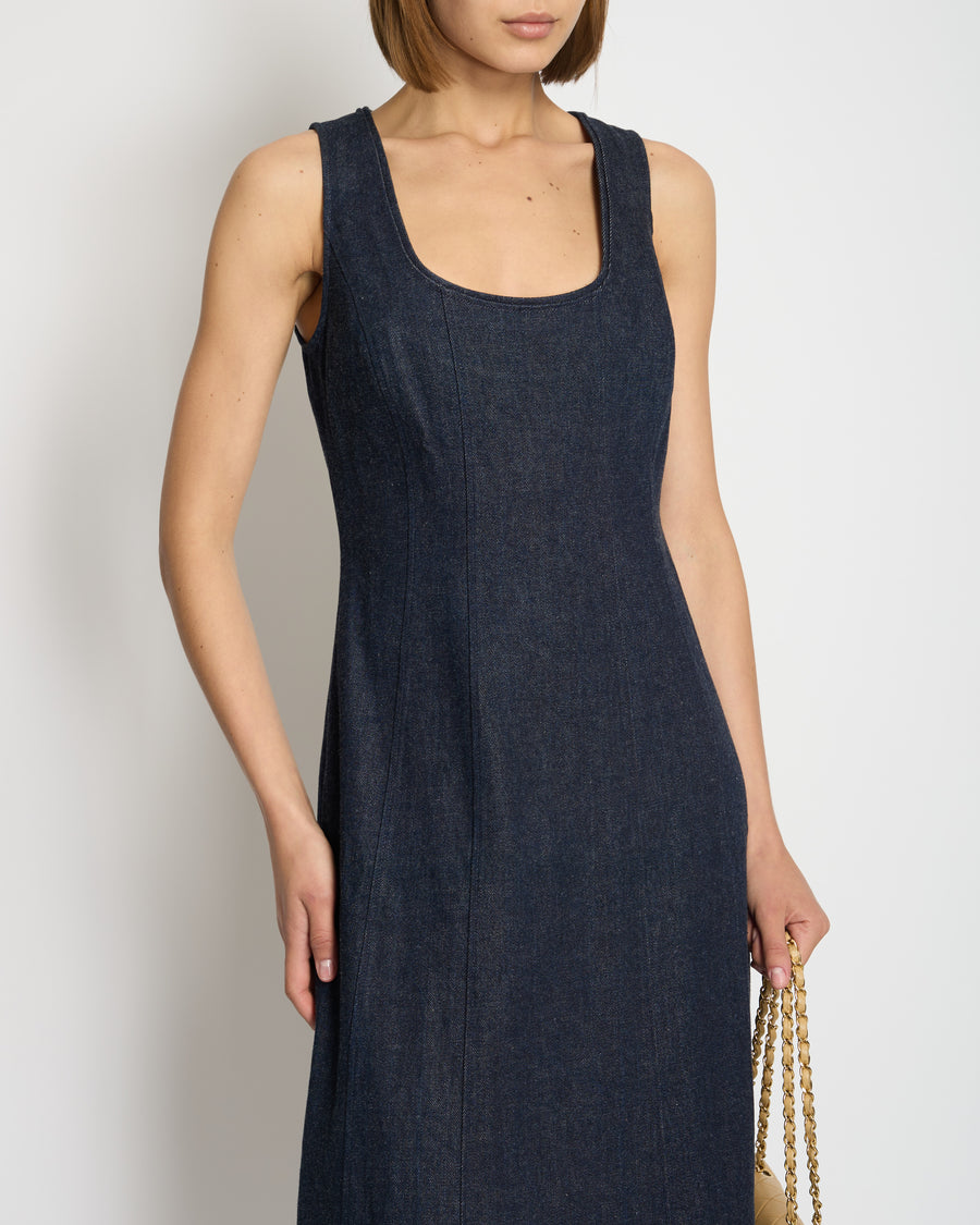 Gabriela Hearst Dark Blue Denim Sleeveless Midi Dress Size IT 42 (UK 10)