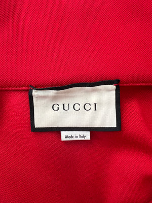 Gucci Red 
Navy Blue Tracksuit with Side Stripe Trim and Cherry Embroidered Logo Detail Size XS (UK 6)