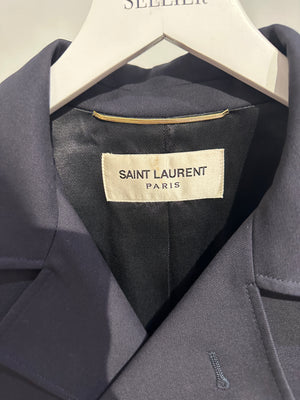 Saint Laurent Navy Double-Breasted Jacket with Gold Button Detail FR 34 (UK 6)