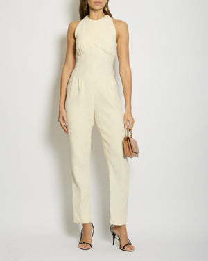 Emilia Wickstead Ivory Sleeveless Round Neck Jumpsuit UK 10 (FR 38)