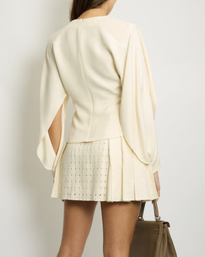 Louis Vuitton Cream Round Neck Blouse with Shoulder Pad Detail FR 40 (UK 12)