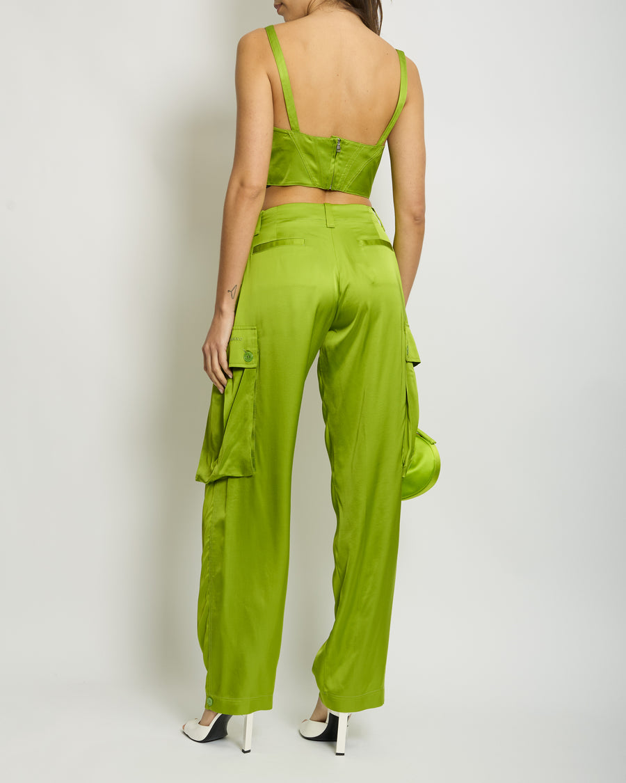 Ermanno by Ermanno Scervino Green Corset 
Cargo Trousers Set Corset IT 42 (UK 10) Trousers IT 40 (UK 8)