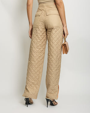 Hermès Beige Quilted Trousers with Pocket Detail FR 38 (UK 10)