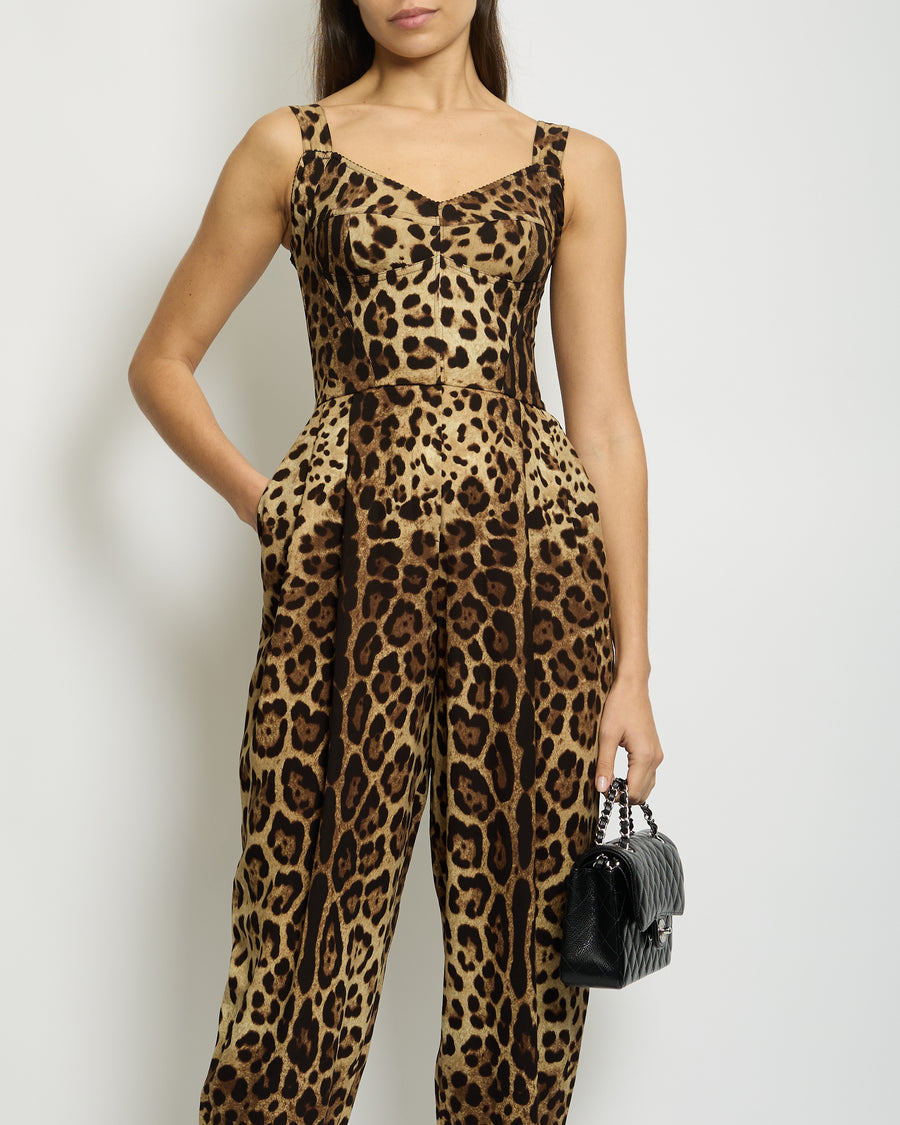 Dolce 
Gabbana Leopard Print Silk Jumpsuit Size IT 38 (UK 6)