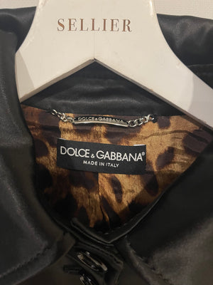 Dolce 
Gabbana Black Nylon Cropped Jacket with Buttons Size IT 40 (UK 8)