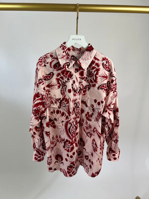 Etro Pink and Red Paisley Printed Long Sleeve Shirt IT 42 (UK 12)