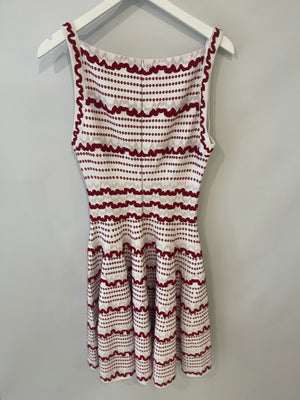 Alaia Red and White Abstract Striped Sleeveless Mini Dress Size FR 40 (UK 12)