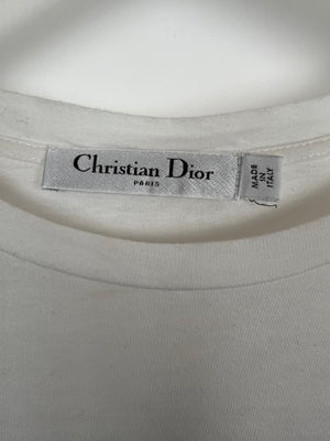 Christian Dior White Logo Print Short Sleeve T-Shirt Size M (UK 10)