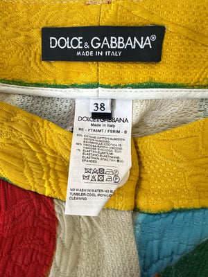 Dolce 
Gabbana Multi-Colour Striped Jacquard High-Waist Shorts Size IT 38 (UK 6)