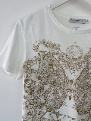 Christian Dior White Around-The-World Butterfly T-Shirt FR 38 (UK 10)