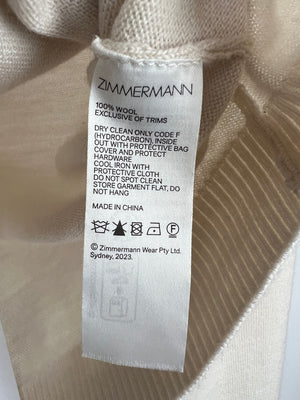 Zimmermann Cream Cropped Knit High Neck Jumper with Crystal Neck Line Embellishment Detail Size OP/XS (UK 6/8) RRP £550