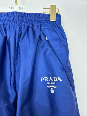 Prada Blue Re-Nylon Track Pants with Stitched Logo Detail Size IT 38 (UK 6)