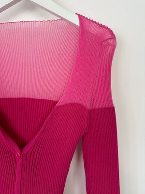 Jacquemus Hot Pink Asymmetric Ribbed Cardigan FR 38 (UK 10)