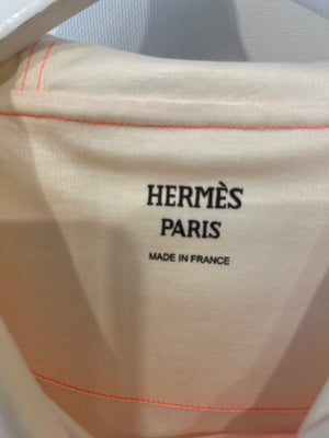 Hermès Cream and Neon Orange Jungle Love Hooded T-Shirt Size FR 36 (UK 8)