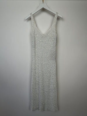 Missoni White Knit Sleeveless Mini Dress with Sequin Details IT 40 (UK 8)