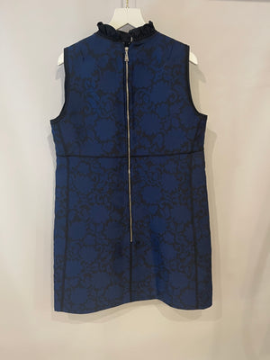 Louis Vuitton Navy and Black Silk Jacquard Printed Sleeveless Dress Size FR 40 (UK 12)