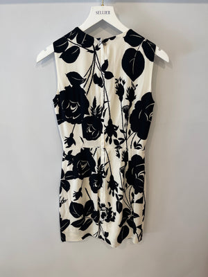 Dolce 
Gabbana Black and White Sleeveless Mini Floral Embellished Dress Size IT 36 (UK 4)